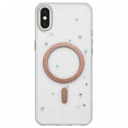 For iPhone X / XS Epoxy Glitter Threaded Magnetic Phone Case - Pink - EDA009771026B