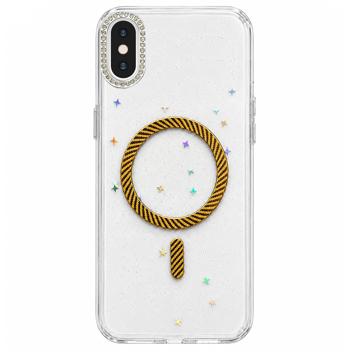 For iPhone X / XS Epoxy Glitter Threaded Magnetic Phone Case - Gold - EDA009771026D