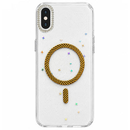 For iPhone X / XS Epoxy Glitter Threaded Magnetic Phone Case - Gold - EDA009771026D