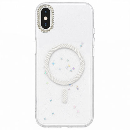 For iPhone X / XS Epoxy Glitter Threaded Magnetic Phone Case - Silver - EDA009771026E