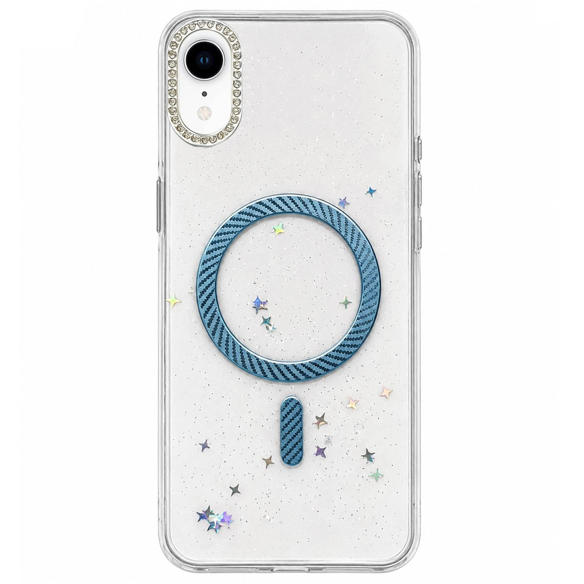 For iPhone XR Epoxy Glitter Threaded Magnetic Phone Case - Blue - EDA009771027A