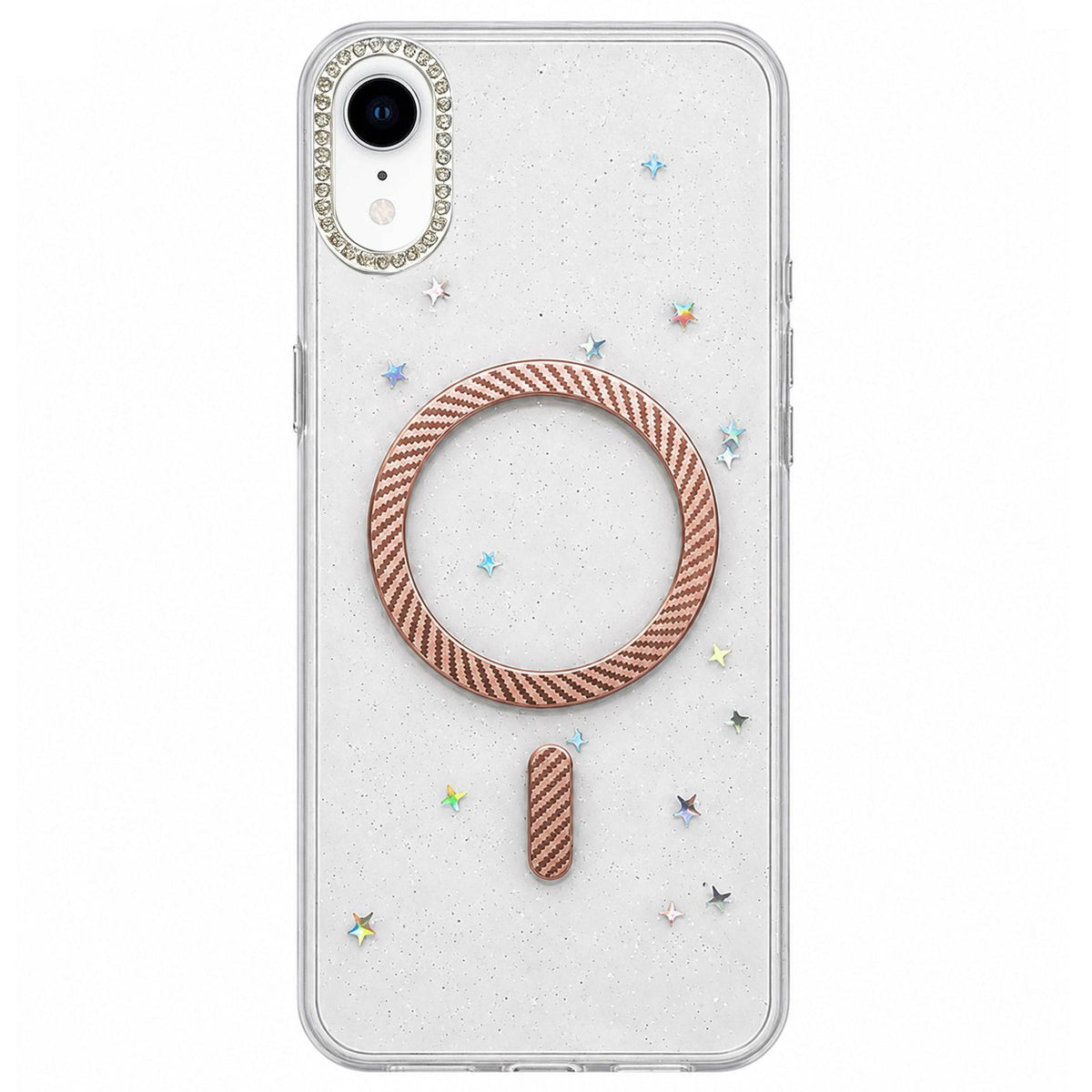 For iPhone XR Epoxy Glitter Threaded Magnetic Phone Case - Pink - EDA009771027B