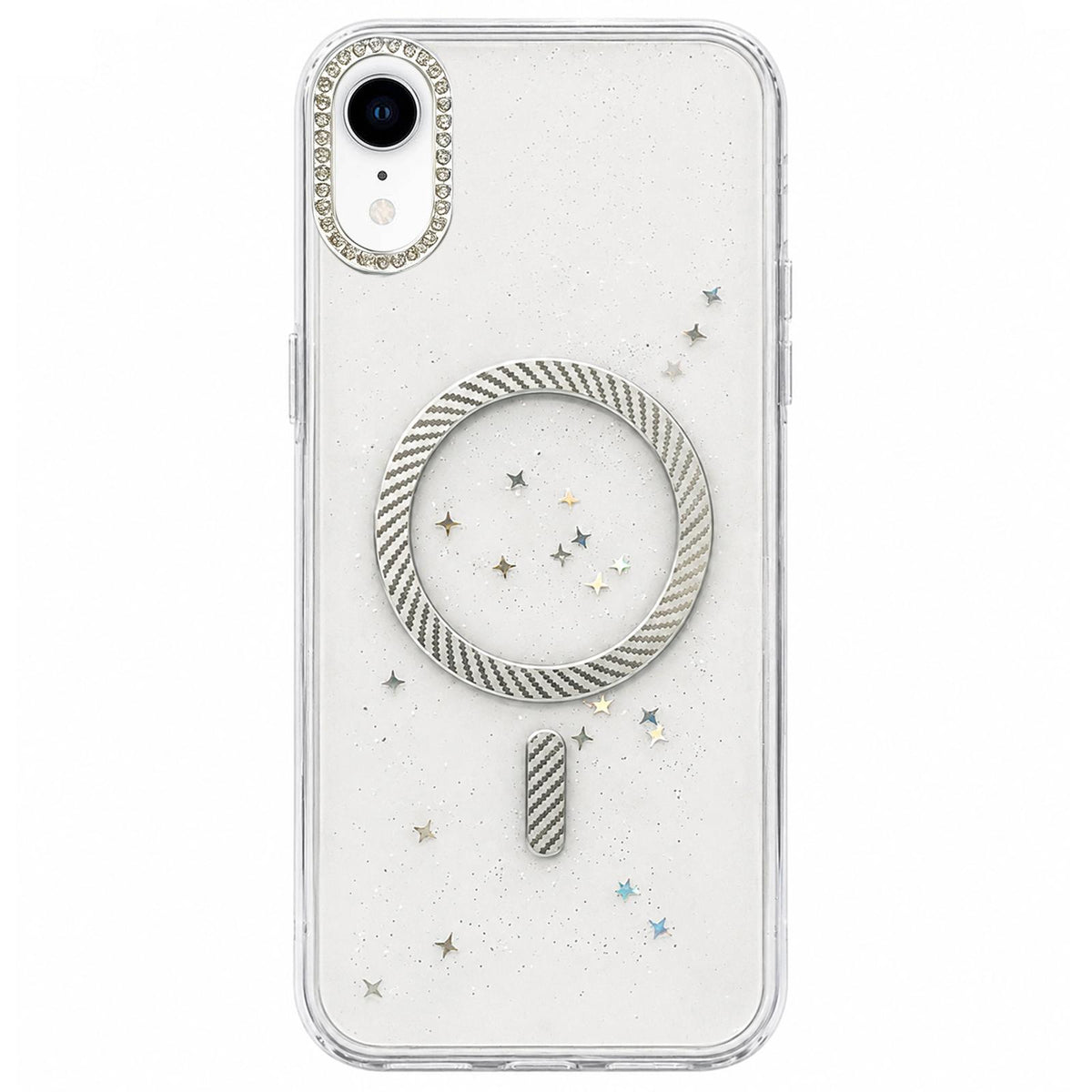 For iPhone XR Epoxy Glitter Threaded Magnetic Phone Case - Grey - EDA009771027C