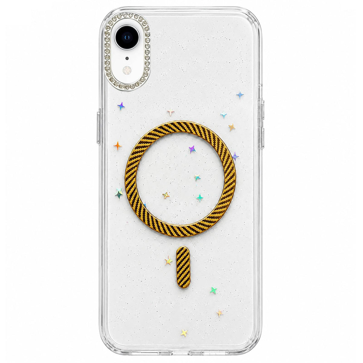 For iPhone XR Epoxy Glitter Threaded Magnetic Phone Case - Gold - EDA009771027D