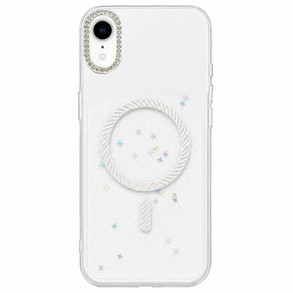 For iPhone XR Epoxy Glitter Threaded Magnetic Phone Case - Silver - EDA009771027E
