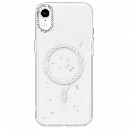 For iPhone XR Epoxy Glitter Threaded Magnetic Phone Case - Silver - EDA009771027E