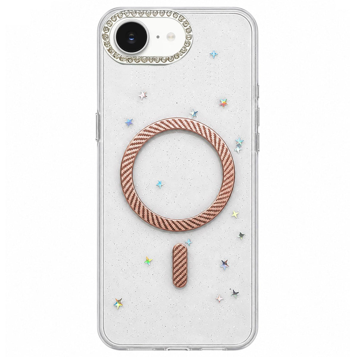For iPhone 17e / 16e Epoxy Glitter Threaded Magnetic Phone Case - Pink - EDA009771029B