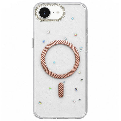 For iPhone 17e / 16e Epoxy Glitter Threaded Magnetic Phone Case - Pink - EDA009771029B