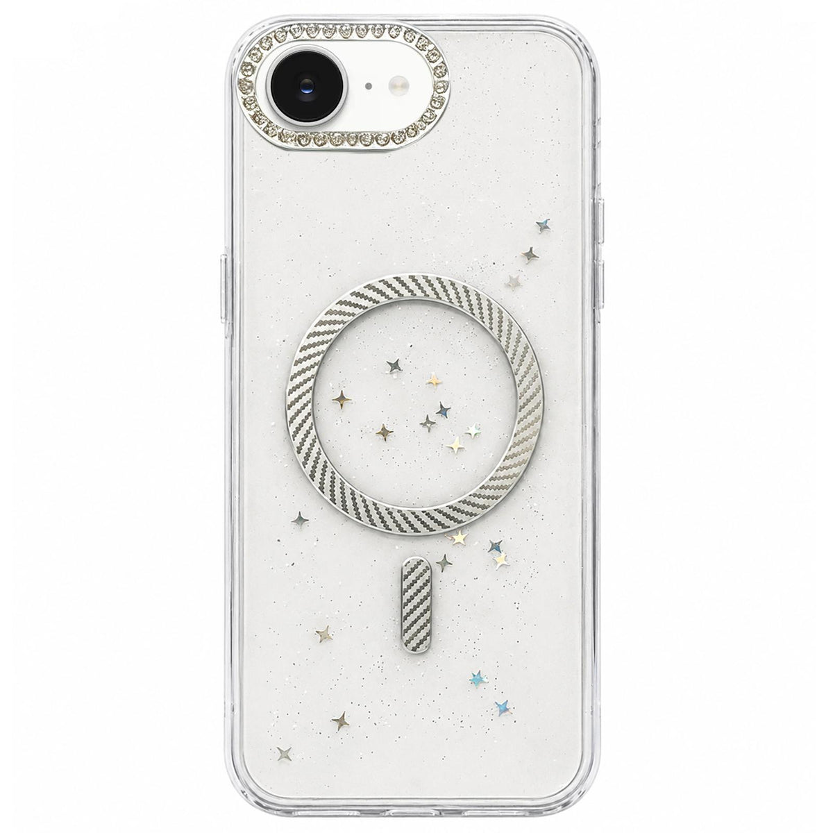 For iPhone 17e / 16e Epoxy Glitter Threaded Magnetic Phone Case - Grey - EDA009771029C