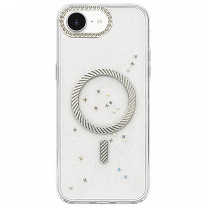 For iPhone 17e / 16e Epoxy Glitter Threaded Magnetic Phone Case - Grey - EDA009771029C