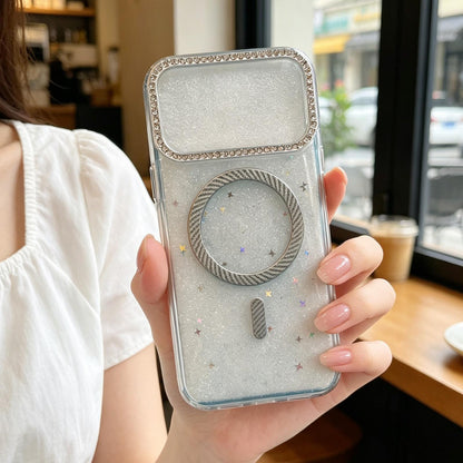 For iPhone 17 Pro Epoxy Glitter Threaded Magnetic Phone Case - Blue - EDA009771002A