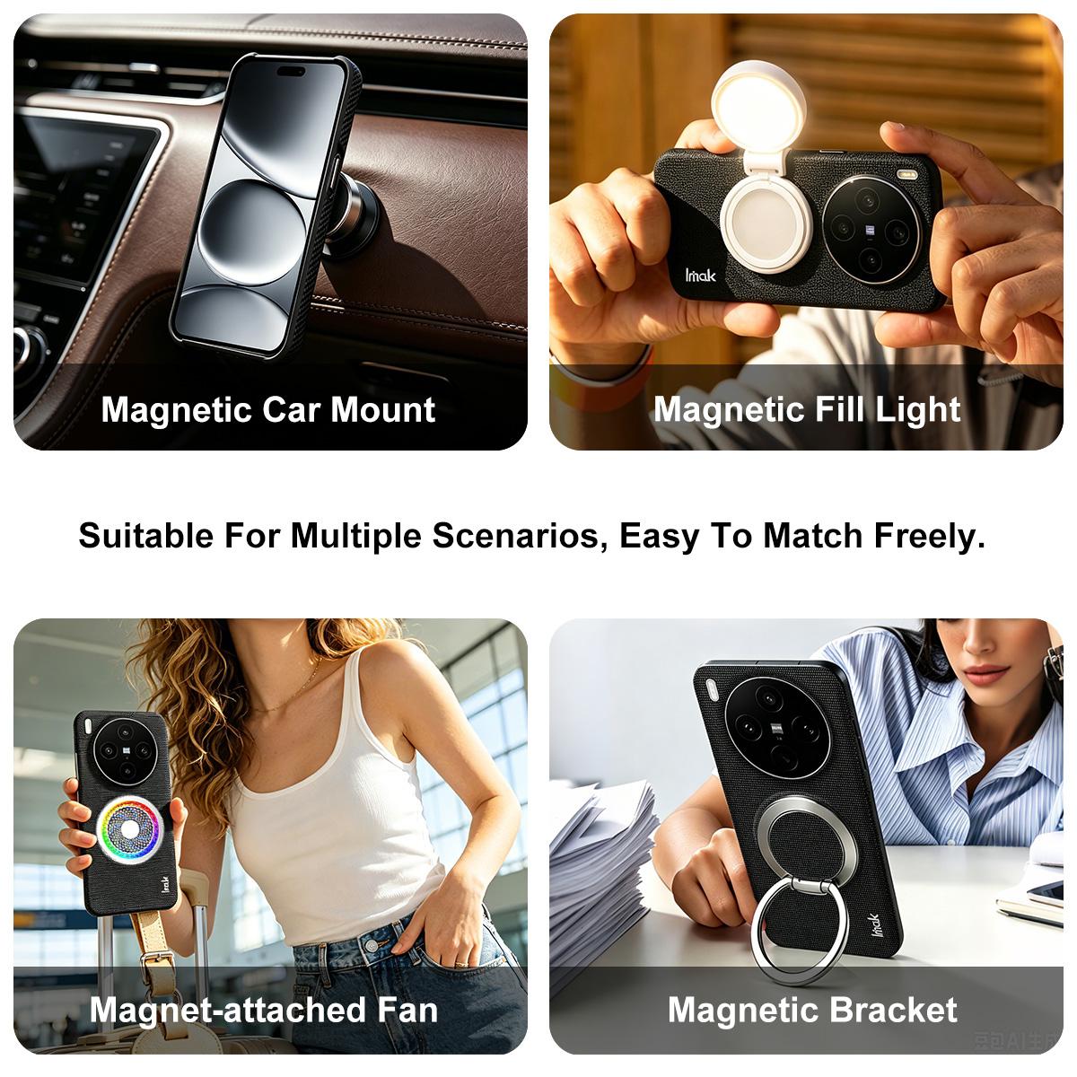 For OPPO Find X9 Ultra 5G Fiberglass Version imak Ruiyi Series Fabric Texture Magnetic Phone Case - Black - EDA009772301A