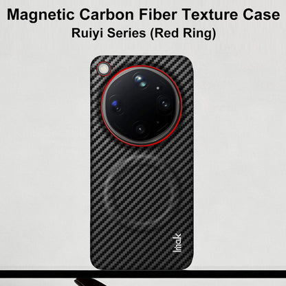 For OPPO Find X9 Ultra 5G Fiberglass Version imak Ruiyi Series Red Ring Carbon Fiber Texture Magnetic Phone Case - Black - EDA009772401A