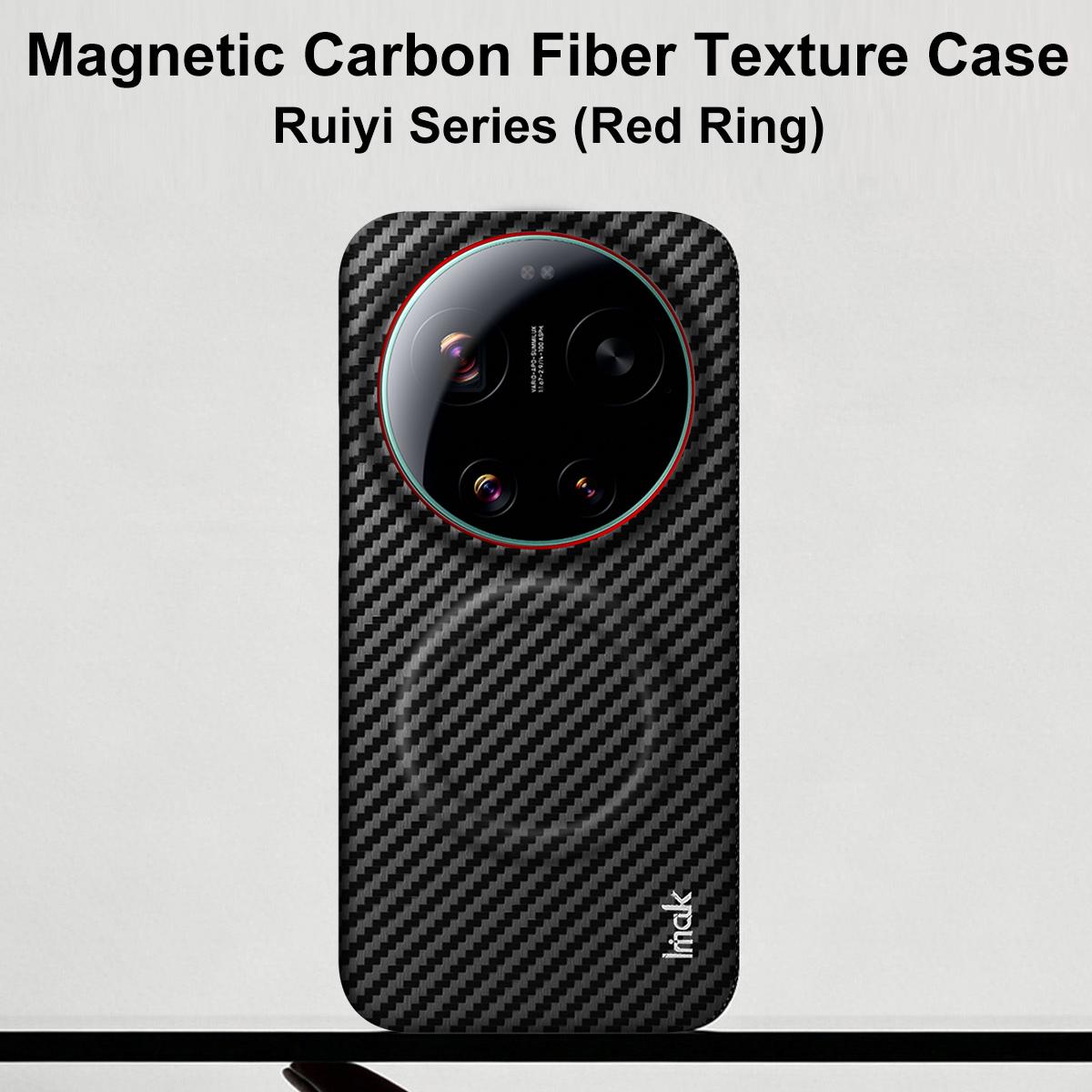 For Xiaomi 17 Ultra by Leica imak Ruiyi Series Red Ring Carbon Fiber Texture Magnetic Phone Case - Black - EDA009772501A