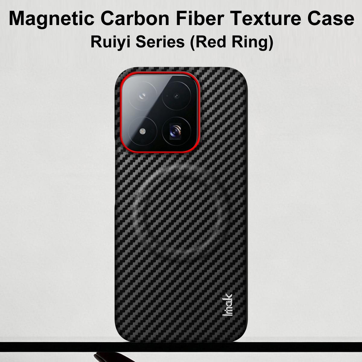 For Xiaomi 17 Max 5G imak Ruiyi Series Red Ring Carbon Fiber Texture Magnetic Phone Case - Black - EDA009772502A