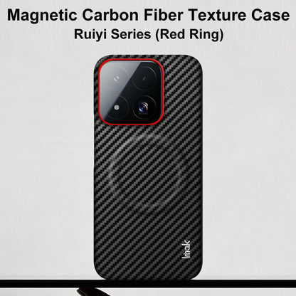 For Xiaomi 17 Max 5G imak Ruiyi Series Red Ring Carbon Fiber Texture Magnetic Phone Case - Black - EDA009772502A