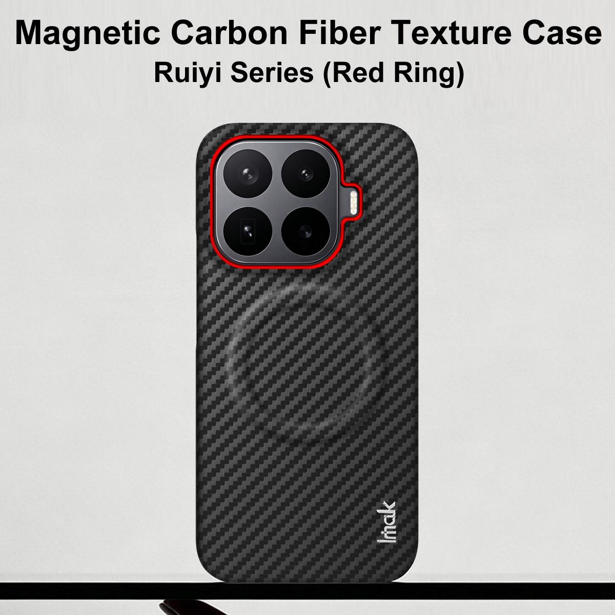 For Xiaomi 17T Pro 5G imak Ruiyi Series Red Ring Carbon Fiber Texture Magnetic Phone Case - Black - EDA009772503A