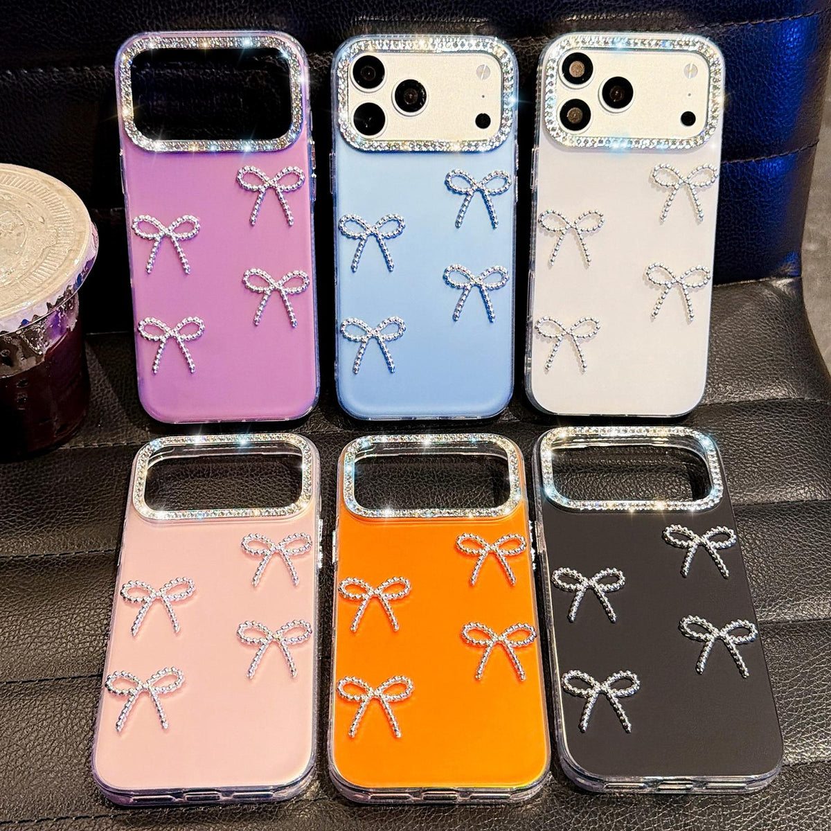 For iPhone 16 Electroplated Bowknot Dopamine Color Skin-Friendly IMD Phone Case with Beaded Wrist Strap - Blue - EDA009772609F