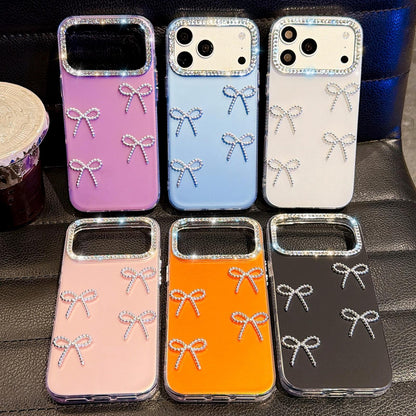 For iPhone 13 Electroplated Bowknot Dopamine Color Skin-Friendly IMD Phone Case with Beaded Wrist Strap - Blue - EDA009772618F