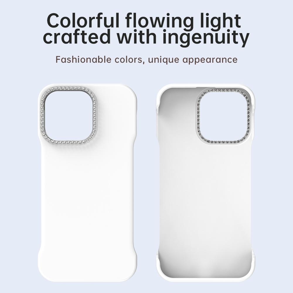 For iPhone 13 Pro Max Candy Diamond Half-frame Frosted PC Hybrid TPU Phone Case - White - EDA009772819A