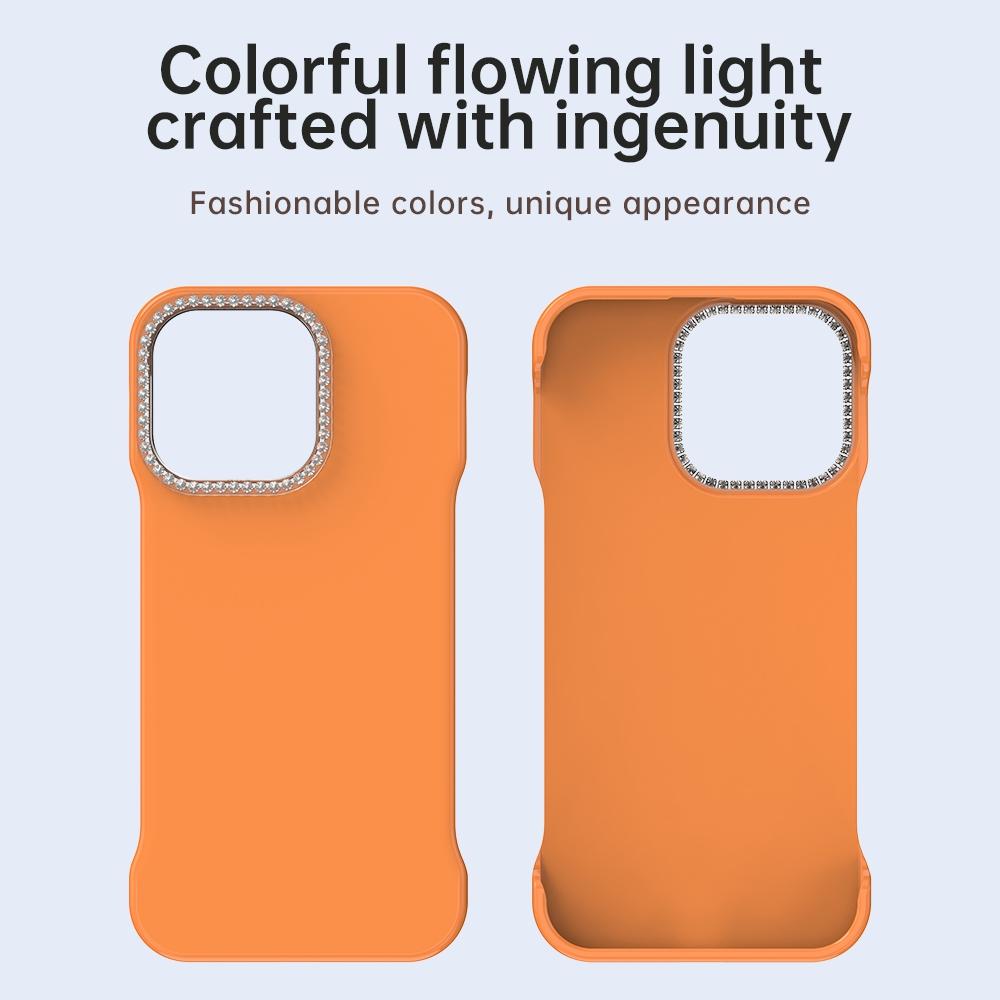 For iPhone 13 Pro Max Candy Diamond Half-frame Frosted PC Hybrid TPU Phone Case - Orange - EDA009772819B