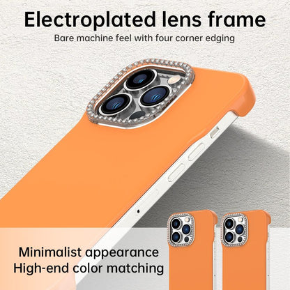 For iPhone 13 Pro Max Candy Diamond Half-frame Frosted PC Hybrid TPU Phone Case - Orange - EDA009772819B