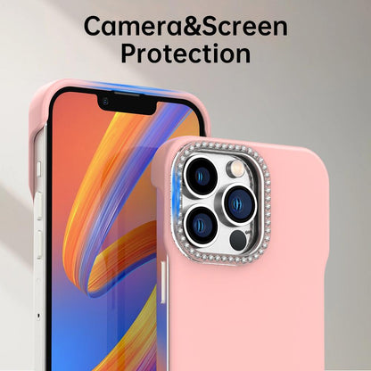 For iPhone 13 Pro Max Candy Diamond Half-frame Frosted PC Hybrid TPU Phone Case - Pink - EDA009772819C