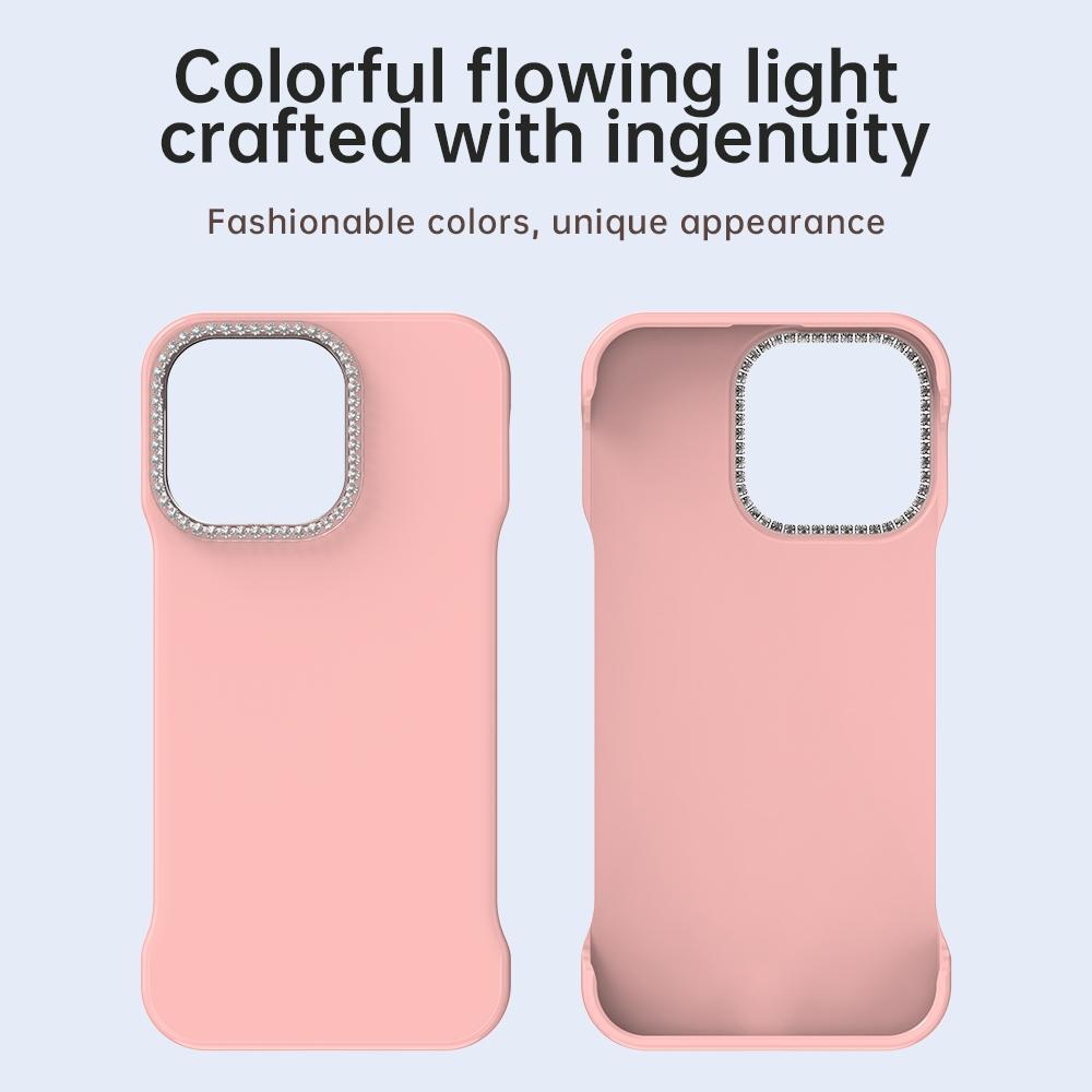 For iPhone 13 Pro Max Candy Diamond Half-frame Frosted PC Hybrid TPU Phone Case - Pink - EDA009772819C