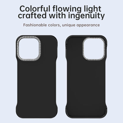 For iPhone 13 Pro Max Candy Diamond Half-frame Frosted PC Hybrid TPU Phone Case - Black - EDA009772819D