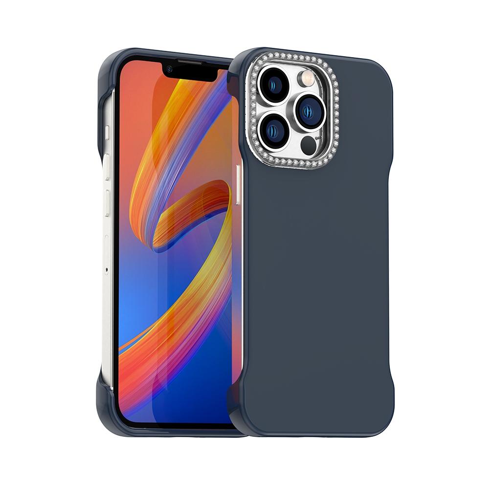 For iPhone 13 Pro Max Candy Diamond Half-frame Frosted PC Hybrid TPU Phone Case - Blue - EDA009772819E