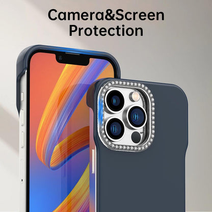 For iPhone 13 Pro Max Candy Diamond Half-frame Frosted PC Hybrid TPU Phone Case - Blue - EDA009772819E