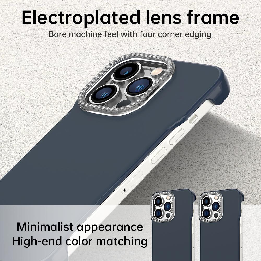 For iPhone 13 Pro Max Candy Diamond Half-frame Frosted PC Hybrid TPU Phone Case - Blue - EDA009772819E