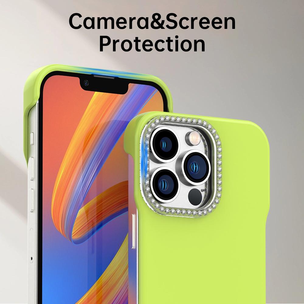 For iPhone 13 Pro Max Candy Diamond Half-frame Frosted PC Hybrid TPU Phone Case - Green - EDA009772819F