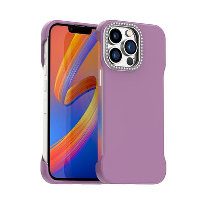 For iPhone 13 Pro Max Candy Diamond Half-frame Frosted PC Hybrid TPU Phone Case - Purple - EDA009772819G