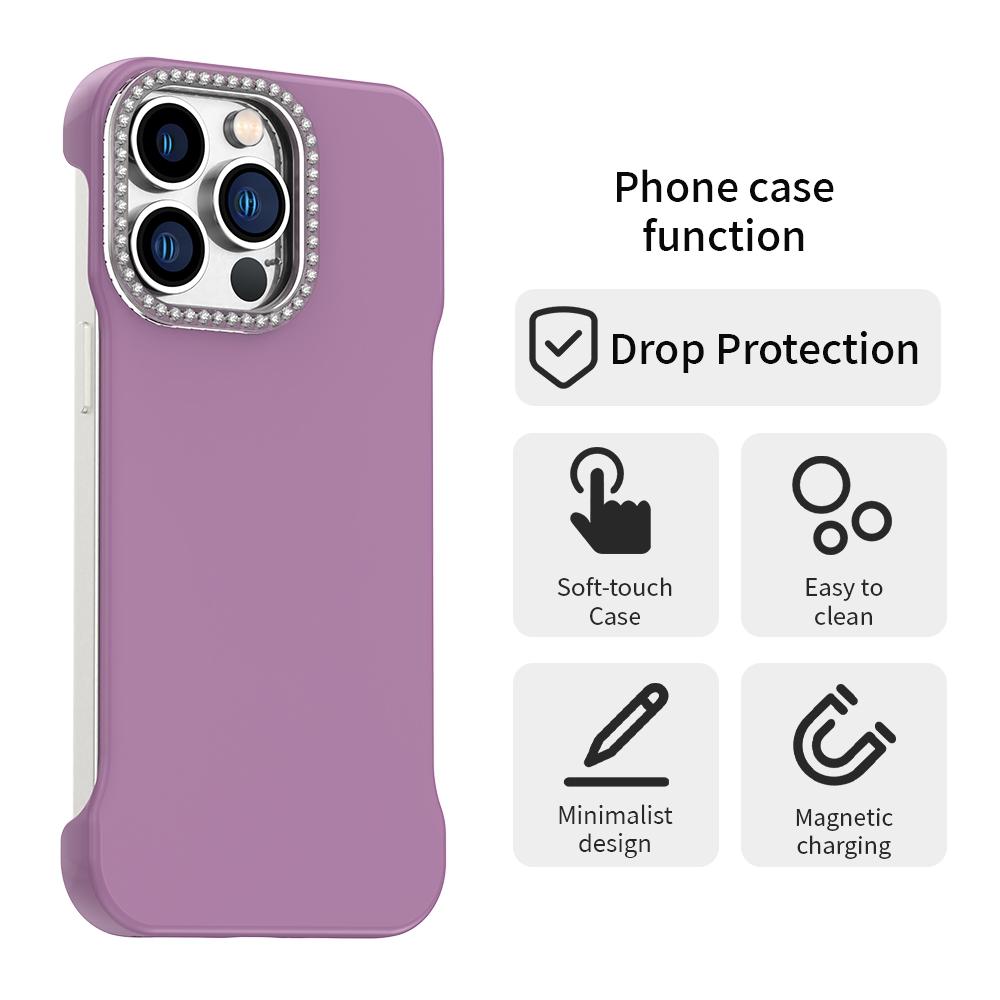 For iPhone 13 Pro Max Candy Diamond Half-frame Frosted PC Hybrid TPU Phone Case - Purple - EDA009772819G