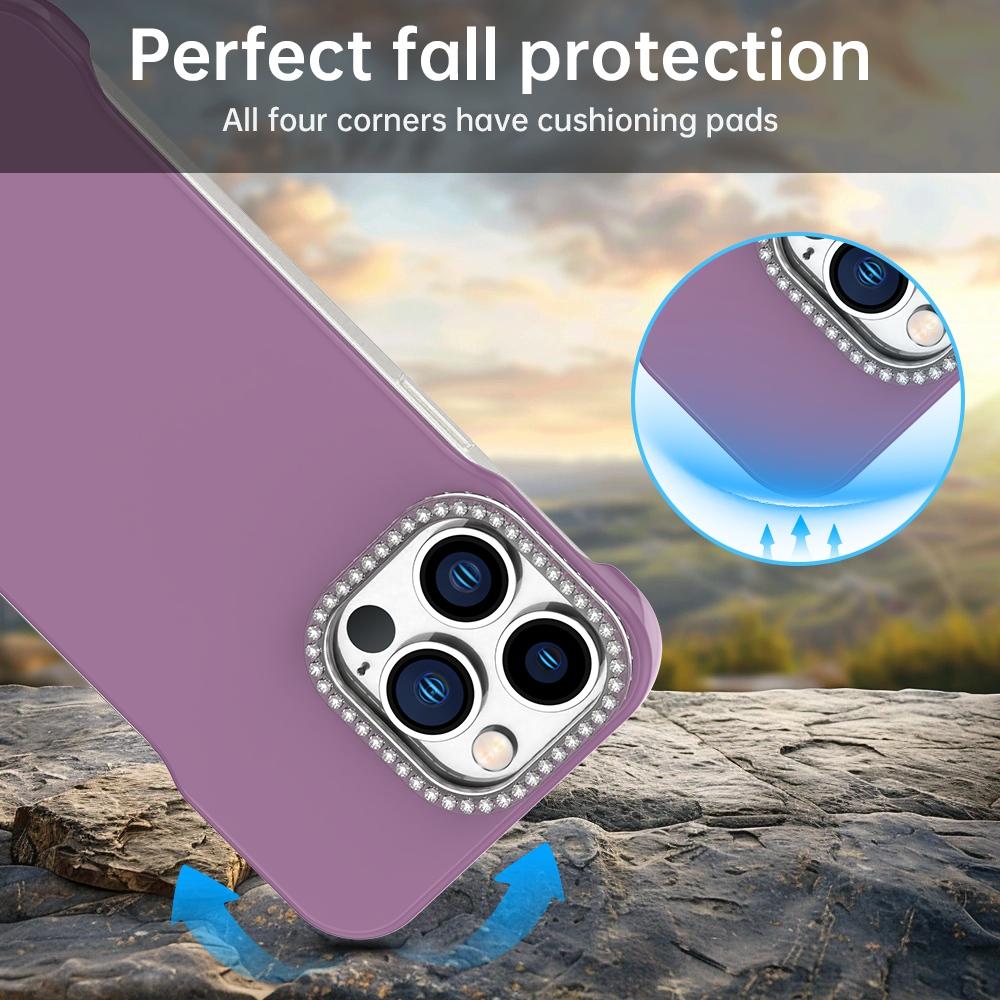 For iPhone 13 Pro Max Candy Diamond Half-frame Frosted PC Hybrid TPU Phone Case - Purple - EDA009772819G