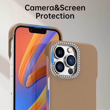 For iPhone 13 Pro Max Candy Diamond Half-frame Frosted PC Hybrid TPU Phone Case - Brown - EDA009772819H