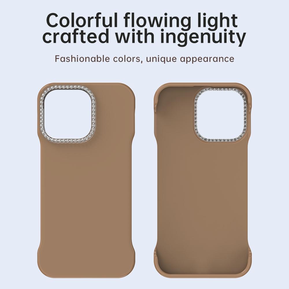 For iPhone 13 Pro Max Candy Diamond Half-frame Frosted PC Hybrid TPU Phone Case - Brown - EDA009772819H