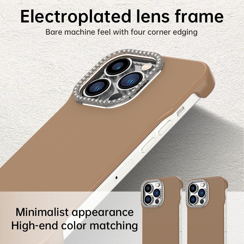 For iPhone 13 Pro Max Candy Diamond Half-frame Frosted PC Hybrid TPU Phone Case - Brown - EDA009772819H