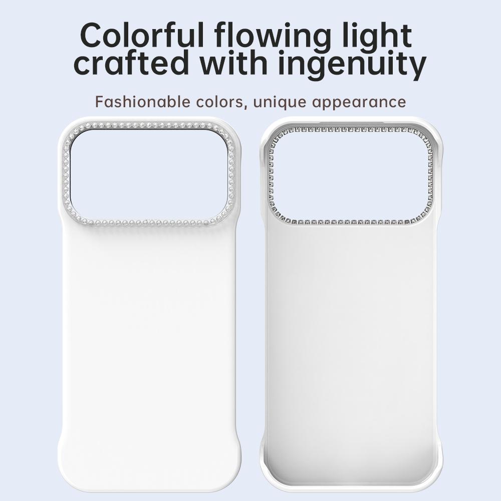 For iPhone 18 Pro / 17 Pro Candy Diamond Half-frame Frosted PC Hybrid TPU Phone Case - White - EDA009772823A