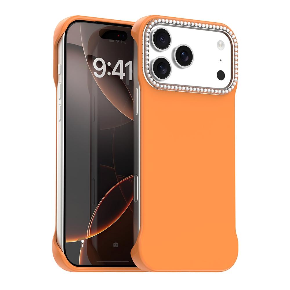 For iPhone 18 Pro / 17 Pro Candy Diamond Half-frame Frosted PC Hybrid TPU Phone Case - Orange - EDA009772823B