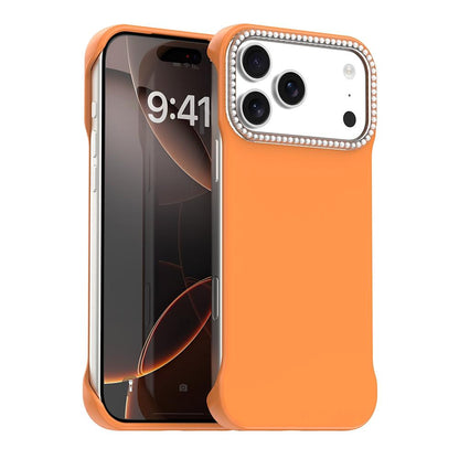 For iPhone 18 Pro / 17 Pro Candy Diamond Half-frame Frosted PC Hybrid TPU Phone Case - Orange - EDA009772823B