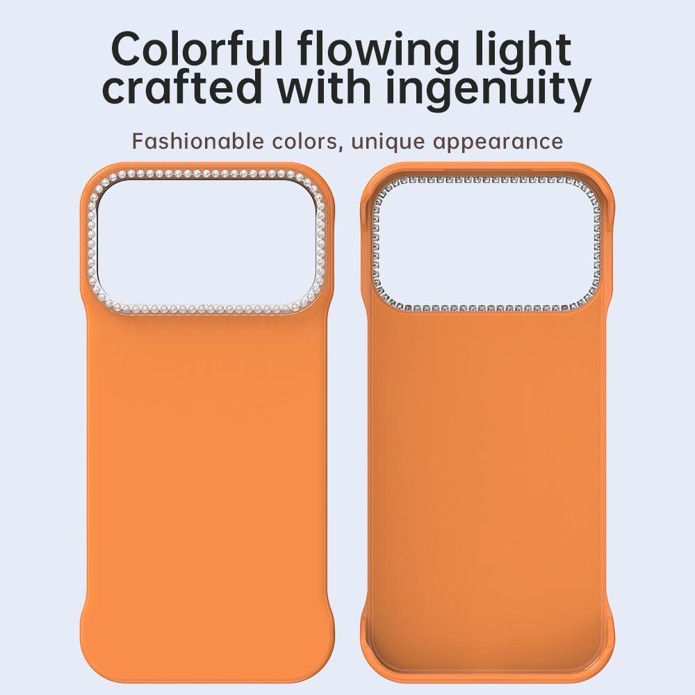 For iPhone 18 Pro / 17 Pro Candy Diamond Half-frame Frosted PC Hybrid TPU Phone Case - Orange - EDA009772823B