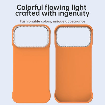For iPhone 18 Pro / 17 Pro Candy Diamond Half-frame Frosted PC Hybrid TPU Phone Case - Orange - EDA009772823B