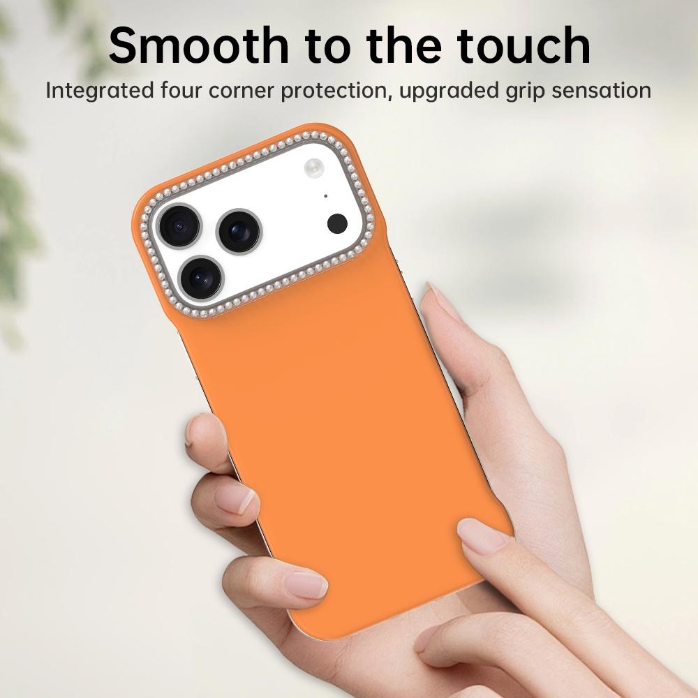 For iPhone 18 Pro / 17 Pro Candy Diamond Half-frame Frosted PC Hybrid TPU Phone Case - Orange - EDA009772823B