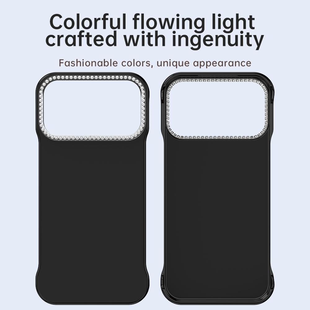 For iPhone 18 Pro / 17 Pro Candy Diamond Half-frame Frosted PC Hybrid TPU Phone Case - Black - EDA009772823D