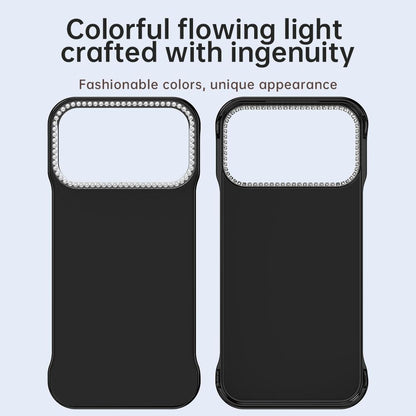 For iPhone 18 Pro / 17 Pro Candy Diamond Half-frame Frosted PC Hybrid TPU Phone Case - Black - EDA009772823D
