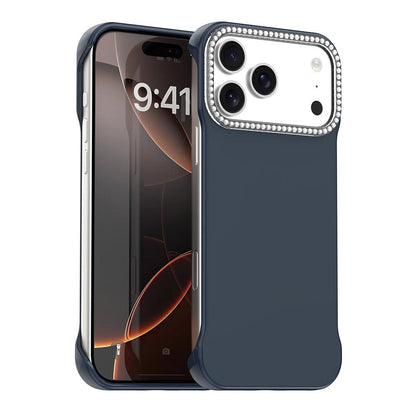 For iPhone 18 Pro / 17 Pro Candy Diamond Half-frame Frosted PC Hybrid TPU Phone Case - Blue - EDA009772823E
