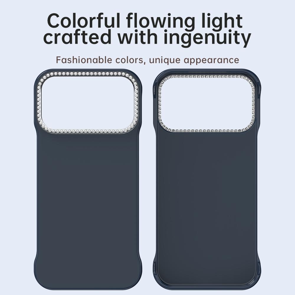 For iPhone 18 Pro / 17 Pro Candy Diamond Half-frame Frosted PC Hybrid TPU Phone Case - Blue - EDA009772823E