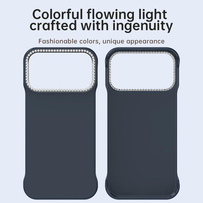 For iPhone 18 Pro / 17 Pro Candy Diamond Half-frame Frosted PC Hybrid TPU Phone Case - Blue - EDA009772823E